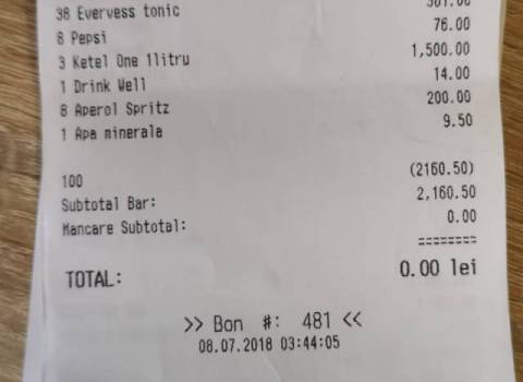 7-07-2018 Il conto della serata per il compleanno del dottor Mario in Romania